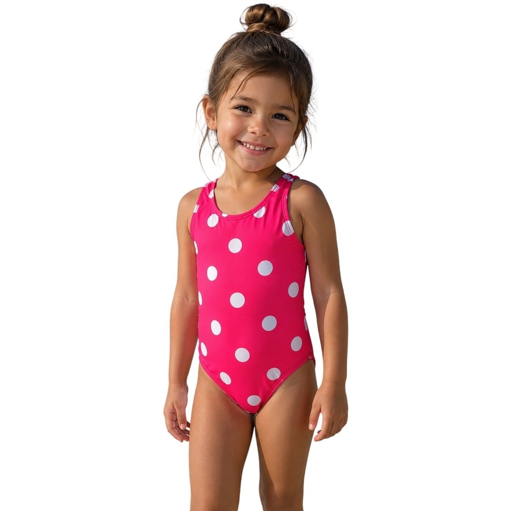 Carter's Girls ‎ 2T Pink One Piece Swimsuit White Polka Dots Bow Back